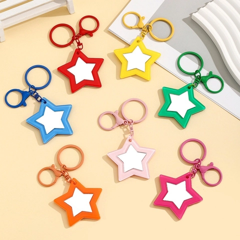 Portachiavi con Specchio da Trucco Portatile in Acrilico a Forma di Stella per Donna Charm per Borsa Portachiavi a Stella Colorata Decorazione Zaino