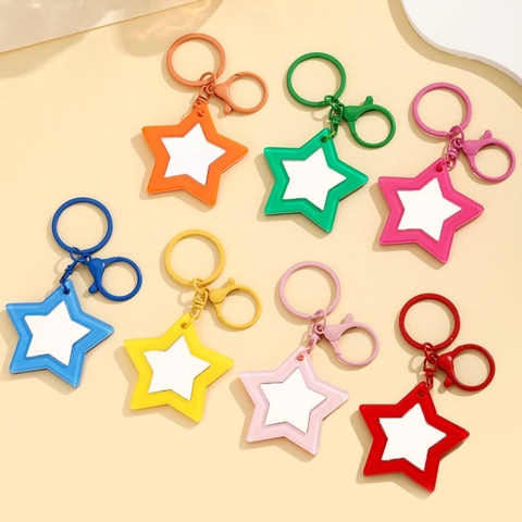 Portachiavi con Specchio da Trucco Portatile in Acrilico a Forma di Stella per Donna Charm per Borsa Portachiavi a Stella Colorata Decorazione Zaino