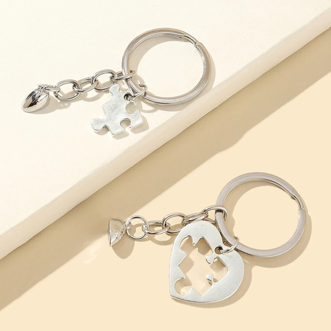 Paar Hart Puzzel Magnetische Sleutelhanger Set Zinklegering Ineengrijpende Sleutelring Valentijnsdag Cadeau Voor Geliefden