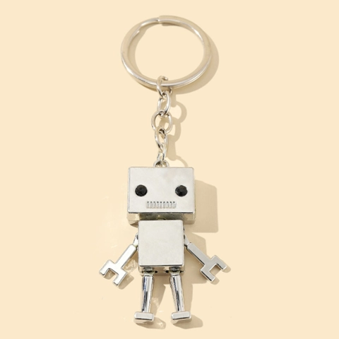 Portachiavi Robot in Lega di Zinco Vintage Figura Meccanica a Giunto Mobile Anello Chiave Bronzo Argento Stile Industriale Regalo