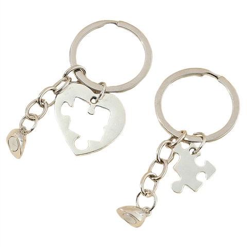 Duo Di Portachiavi Magnetici A Forma Di Cuore In Lega Di Zinco Per Coppie Regalo Per San Valentino Gioielli Argentati Lucidati
