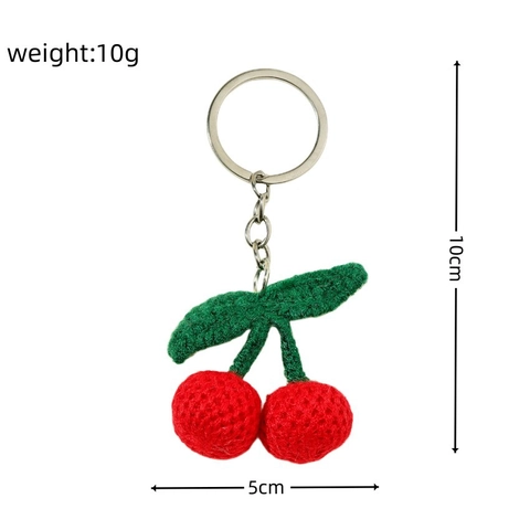 Portachiavi a Ciliegia Tessuto a Mano Simpatico Ciondolo per Borsa in Frutta a Maglia per Donne Ragazze Regalo Creativo