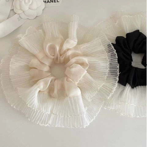 Balletcore Übergroße Netz Blume Scrunchie Handgefertigt Spitzenbesatz Elastisch Haargummi Große Netz Haarring Für Damen Kopfschmuck