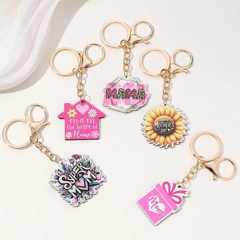 Festa della Mamma Portachiavi in Legno Girasole Cuore Casa Con Lettere Super Mom Mama Ciondolo Borsa Regalo Donna Festival