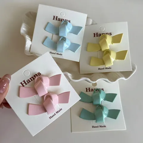 Lindas Pinzas para el Cabello con Lazo de Color Dopamina para Mujeres Niñas Hechas a Mano de Metal Pinzas Laterales Accesorios