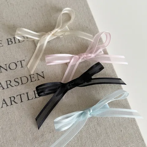 Dulce Balletcore Malla Organza Lazo Pinza para el Cabello para Mujeres Hecho a Mano Elegante Cinta Clip Lateral Accesorios para el Cabello