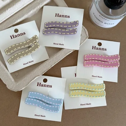 Pinzas para Cabello Onduladas Mate Con Patrón de Costura para Mujer Clip para Flequillo Sin Costuras Accesorios para Cabello