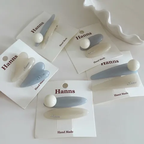 Acryl Entenschnabel Haarspangen Set Für Damen Süß Minimalistisch Blau Weiß Geometrische Haarnadeln Handgefertigt Haarschmuck