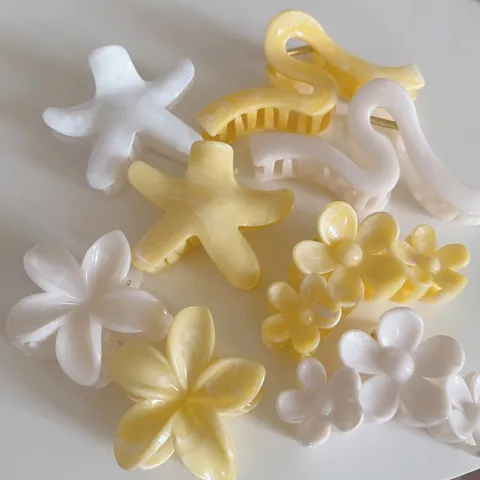 Acrylic Flower Star Wave Hair Claw Clip Sweet Gradient Marble Shark Clip Large Hairpin Fashion Headwear For Women Daily