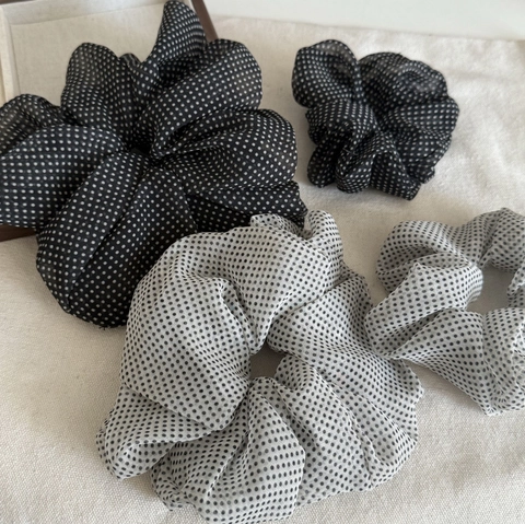 Chouchou en Maille à Pois Fait Main Élégant Élastique à Cheveux en Tissu Accessoires de Cheveux pour Femmes Coiffure Quotidienne