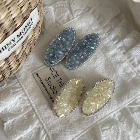 Pince à Cheveux Bec de Canard Élégante en Acrylique avec Strass pour Femme Barrette Latérale Ovale Géométrique Accessoires Mode