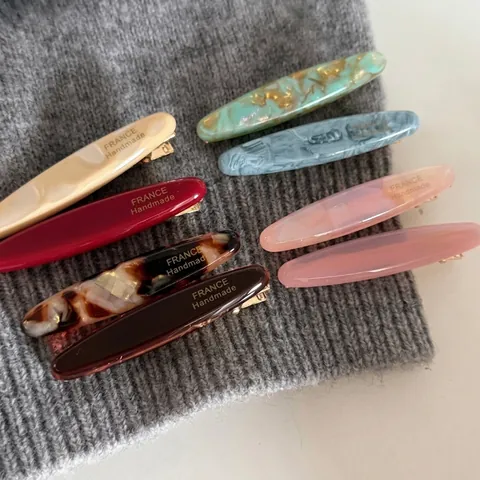 Elegant Acetate Oval Hair Clip France Handmade Marble Texture Duckbill Clip Vintage Alloy Hair Accessories For Women Office Daily