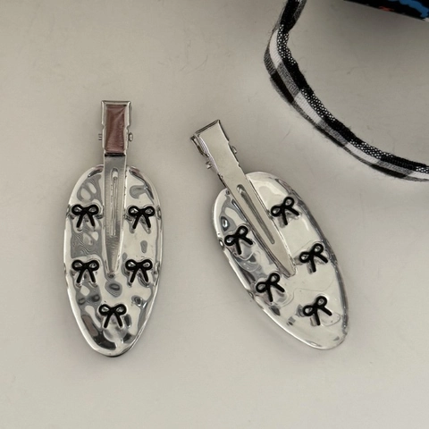 Fermaglio per Capelli con Fiocco in Argento Acrilico per Donna Vintage Dolce Forcina Laterale Semplice Elegante Effetto Metallo