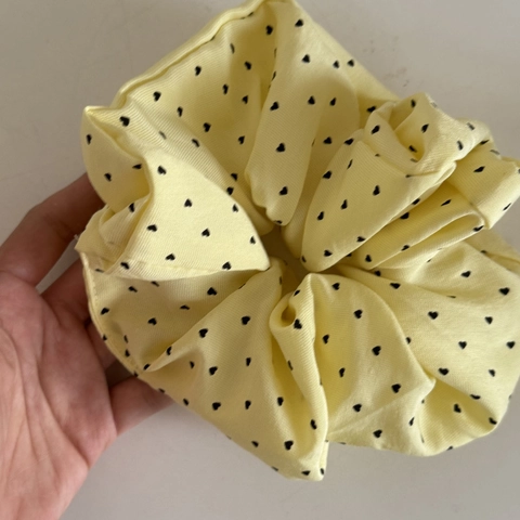 Women Korean Sweet Heart Print Fabric Headband Padded Large Hair Scrunchie Set Dopamine Color Fashion Daily Hair Accessories