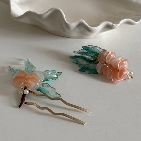 Retro Chinese Style Hair Stick For Hanfu Women Handmade Acrylic Gradient Fish Hairpin With Artificial Pearl Accessory