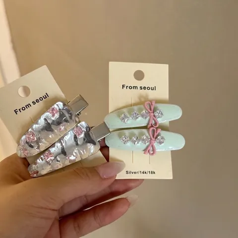 Fermaglio per Capelli in Strass Fresco in Stile Coreano Fermaglio per Frangia in Lega Ovale Crema per Accessori Moda Donna
