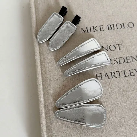 Fermagli per Capelli in Pelle Argentata Minimalisti per Donna Clip BB a Triangolo a Goccia d'Acqua Forcine Laterali Geometriche