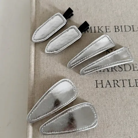 Fermagli per Capelli in Pelle Argentata Minimalisti per Donna Clip BB a Triangolo a Goccia d'Acqua Forcine Laterali Geometriche