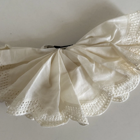 Molletta per Capelli in Pizzo a Doppio Strato Vintage Francese Fiocco Traforato Arricciato Accessorio per Coda Donna