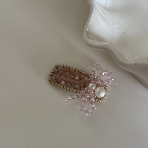 Lussuoso Fermaglio per Capelli a Fiocco in Cristallo per Donna Strass Cuore Clip Frangia Elegante Accessori Capelli Moda