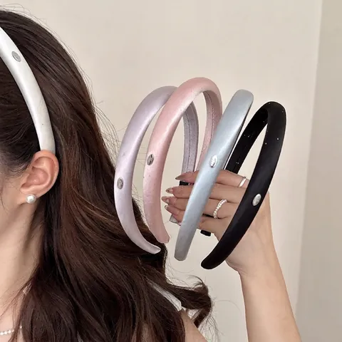Französischer Stil Gepolstertes Satin Stirnband Für Damen Glitzer Sternenhimmel Dickes Schwamm Haarreif Elegant Alltags Haarschmuck