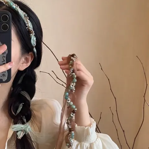 Diadema Trenzada Étnica Bohemia Cadena de Cintura Para Mujer Hecha a Mano Cuentas de Gasa de Malla Concha Estrella de Mar Accesorios para el Cabello de Vacaciones