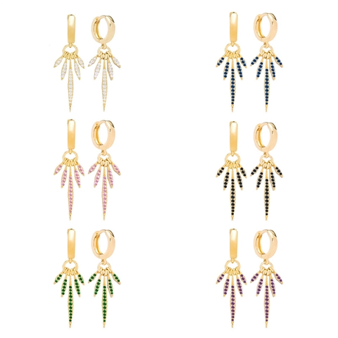 Copper Zirconia Spike Hoop Earrings With 925 Sterling Silver Post Bohemian Radiant Stud Earrings Jewelry For Women Gift