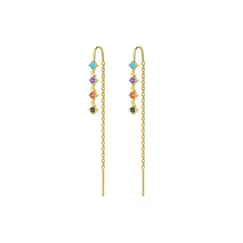 Lussuosi Orecchini a Filo in Rame con Zirconia Luna Lunga Nappa Orecchini a Catena per Donna Gioielli Boho Oro Argento