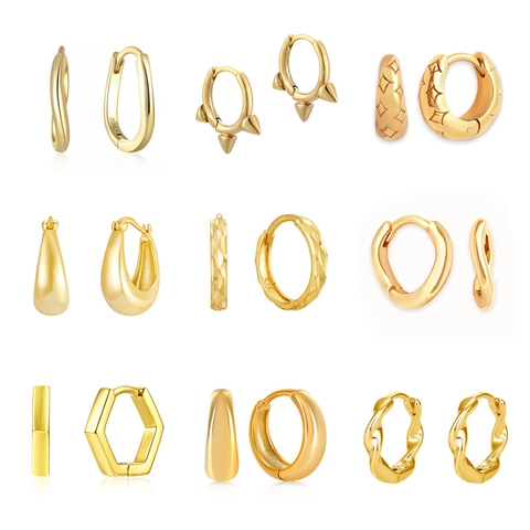 Orecchini a Cerchio in Rame Minimalisti per Donna Con Perno in Argento Sterling 925 Gioielli Geometrici Oro Argento
