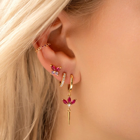 925 Sterling Silver Post Copper Zirconia Hoop Earrings Marquise Cut Clover Spike Tassel Dangle Earrings For Women Jewelry