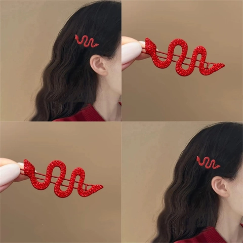 Mode Legering Strass Slang Vormige Haarclip Vintage Glimmend Kristal Zijclip Voor Vrouwen Dagelijks Feest Haaraccessoire