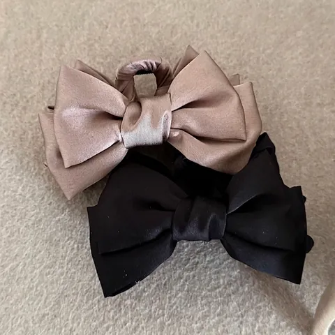 Large Satin Bowknot Hair Claw Clip Korean Elegant Solid Color Fabric Hair Clip For Women Daily Dating Accessories