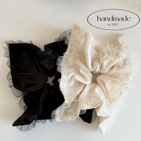 Elegante Übergroße Satin Netz Haargummis Für Damen Französisch Vintage Plissierte Große Elastische Haarband Mode Haarschmuck