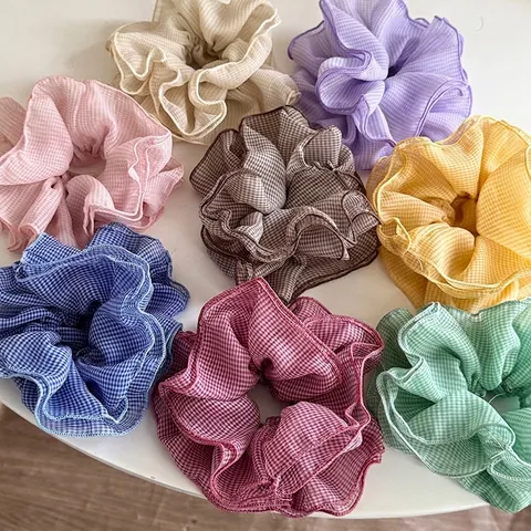 Elastici per Capelli in Tessuto a Quadretti Grandi Fermacoda Dolce Accessori Elastici per Capelli per Donne Ragazze Uso Quotidiano