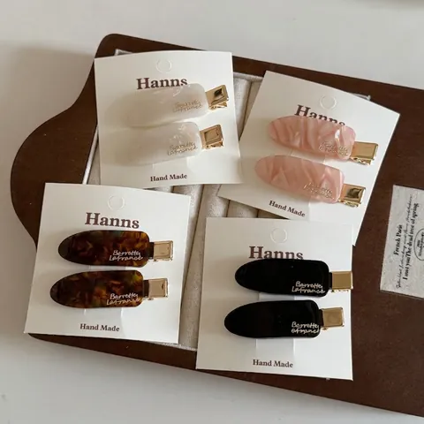 Pinzas para el Pelo de Acetato Coreano para Mujer Elegante Patrón de Mármol Carey Pinzas para Flequillo Accesorios para el Cabello de Moda