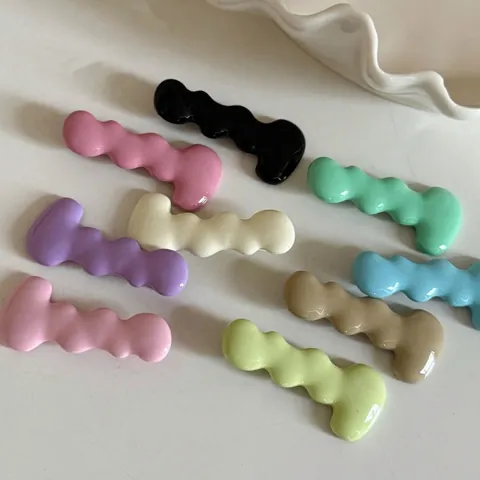 Molletta per Capelli in Metallo a Onda Stile Coreano Colorata Clip per Frangia Laterale Geometria Minimalista per Donna Quotidiano