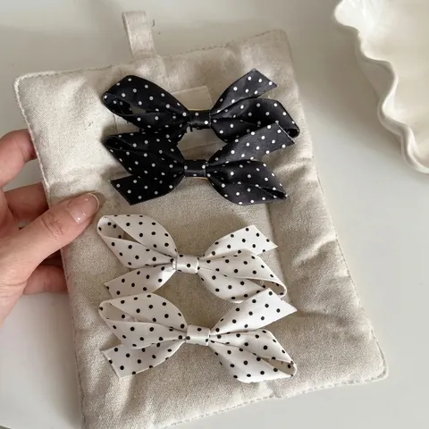 Fermaglio per Capelli a Fiocco con Pois Coreano Retro in Tessuto a Becco d'Anatra per Donna Accessori per Capelli Fatti a Mano Regalo