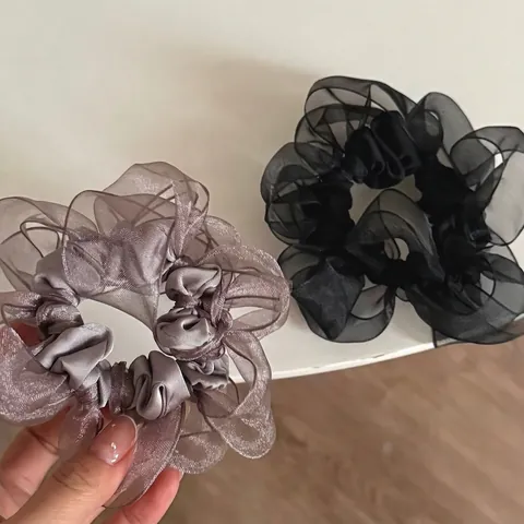 Large Handmade Mesh Scrunchie Organza Oversized Hair Tie Solid Color Elastic Hair Band For Women Fashion Accessories