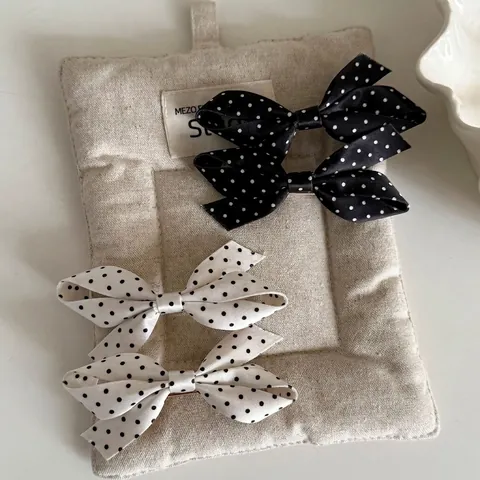 Fermaglio per Capelli a Fiocco con Pois Coreano Retro in Tessuto a Becco d'Anatra per Donna Accessori per Capelli Fatti a Mano Regalo