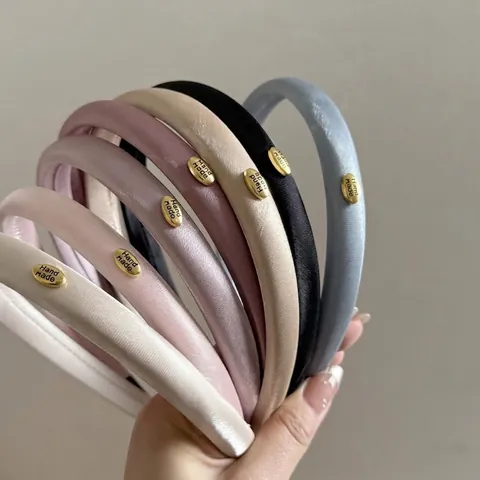 Koreanisch Glänzender Gepolsterter Satin Haarreif Für Damen Elegant Gold Label Handgefertigt Verdickt Haarschmuck