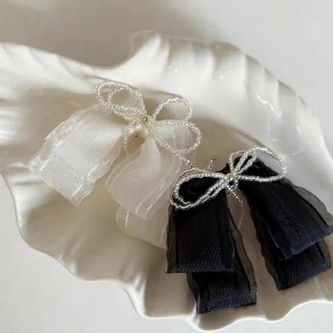 Elegante Fermaglio per Capelli a Fiocco in Maglia Fatto a Mano Con Decorazione di Perline Artificiali Accessori per Capelli Donna