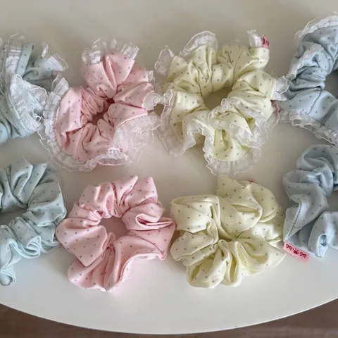 Coletero De Tela Con Estampado De Estrellas Dulces Con Ribete De Encaje Estilo Soft Girl Color Macaron Para Mujer