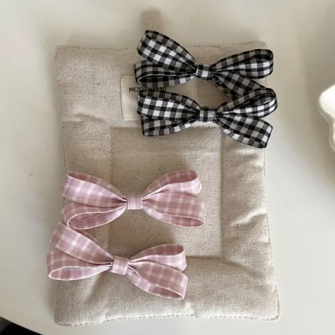 Fermaglio per Capelli a Fiocco a Quadretti Gingham in Tessuto Dolce Fatto a Mano Becco d'Anatra per Donna Accessori Capelli