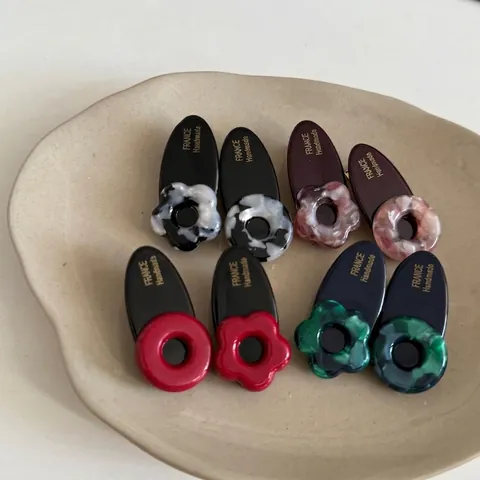 Französischer Stil Acetat Haarklammer Marmor Textur 3D Blume Oval Entenschnabel Clip Geometrische Haarnadel Handmade Damen