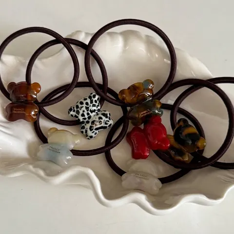 Coletero de Oso de Acetato Coreano para Mujer Lindo Colgante de Oso Minimalista Banda para el Cabello Elástica Retro