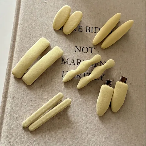 Koreanischer Stil Buttergelb Stoffumwickelt Haarspangen Einfach Geometrisch BB Seitenclips Für Damen Mädchen Haarschmuck