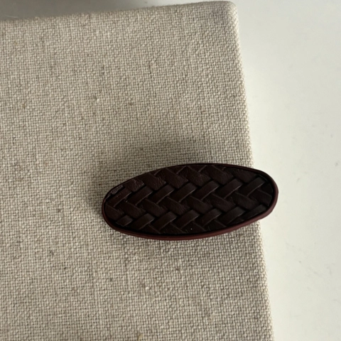 Vintage Burgundy Artificial Leather Braided Hair Clip Geometric Solid Color Side Clip Retro Headwear For Women Jewelry