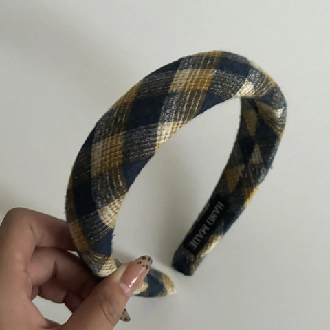 Accessori per Capelli Plaid Vintage Britannici Giallo Blu Fiocco Clip Per Capelli Pizzo Scrunchie Decorazione In Stoffa