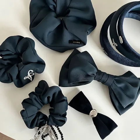 Fermaglio per Capelli con Fiocco Blu di Prussia Cerchietto in Velluto Blu Navy per Donna Retro Elegante Forcina in Tessuto Accessorio Quotidiano