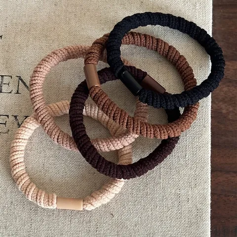 Semplici Elastici per Capelli Intrecciati a Spirale da Donna Bianco Crema Alta Elasticità Elastici Fatti a Mano Copricapo Minimalista